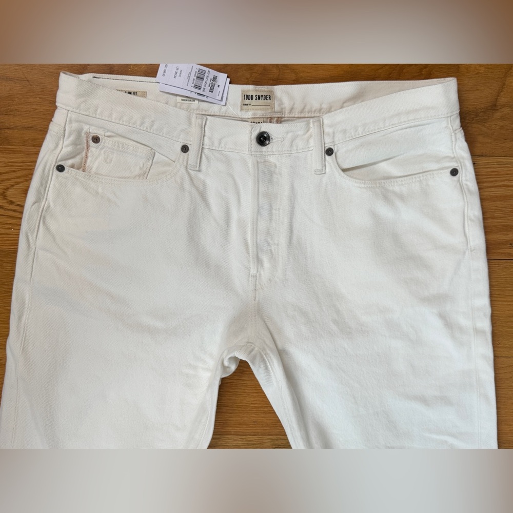 Todd Snyder White Slim Fit Jeans 5 Pocket 36 X 34 Selvedge NWT - Picture 2 of 10